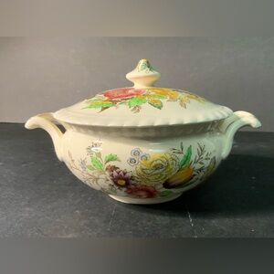 Antique Garden Bouquet Johnson Bros. set of Sugar Bowl w lid